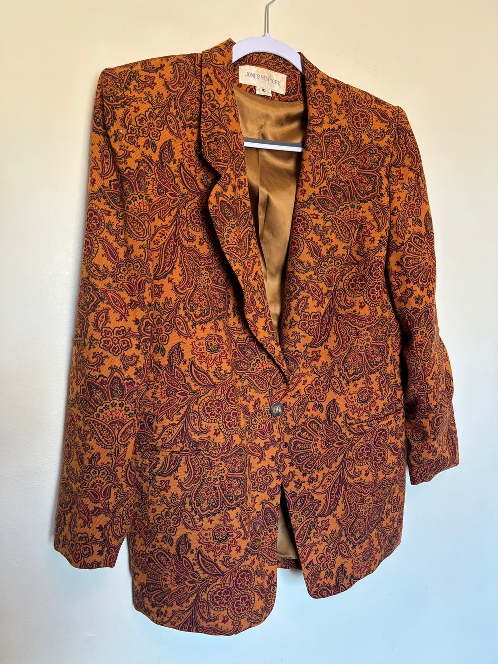 Vintage 80s Jones New York Blazer 10 Paisley 100% Wool Academia Equestrian USA